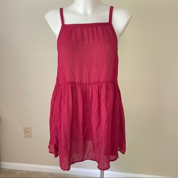 ANTHROPOLOGIE OUT FROM UNDER STRAPPY OPEN BACK SLEEVELESS SLIP DRESS RED SZ M‎ - Picture 1 of 10